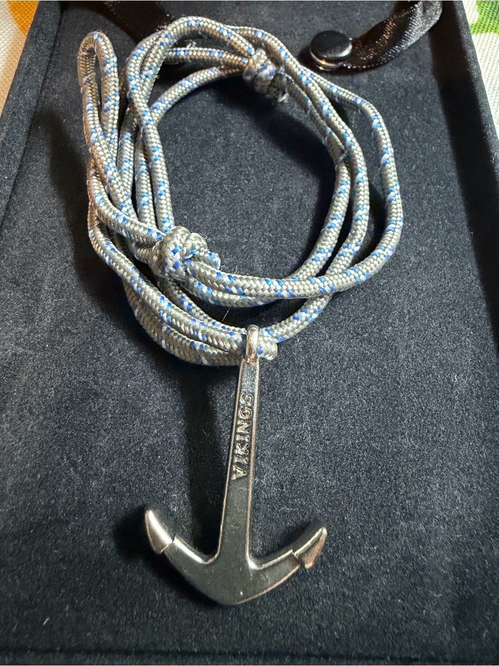 Unisex AIKIMOS VIKINGS Nautical Anchored Rope Wrap Bracelet in Gray & Blue